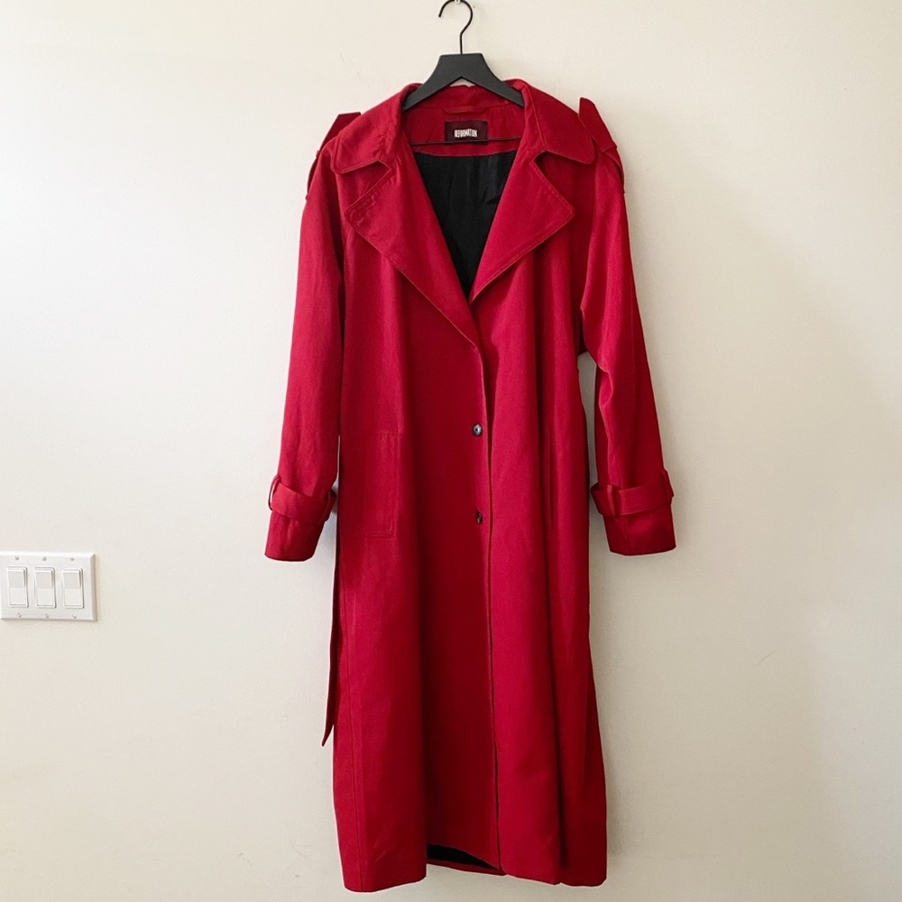 Reformation | Red Trench Coat
